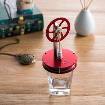 

Low Temperature Metal Stirling Engine Motor Model Aluminum Alloy Kids Steam Heat Science Educational Toy Color Red