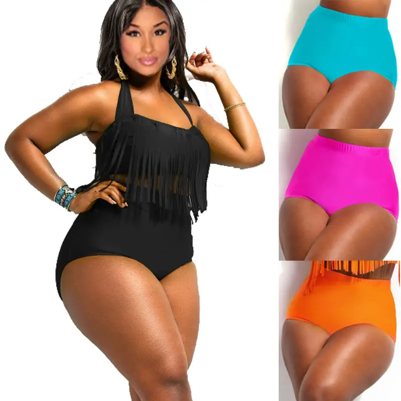 Hot Women High Waisted Plus Size Bikini Briefs Swim Underwear Bottom Women Summer Bathing Thong Swimsuit Oversize XL XXL 3XL 4XL
