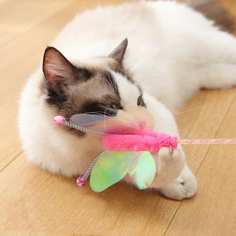 

KIMPETS Simulation Butterfly Cat Fairy Stick Cat Toy Funny Cat Stick Kitten Supplies Feather Kitten Pet Fighting Cat Stick