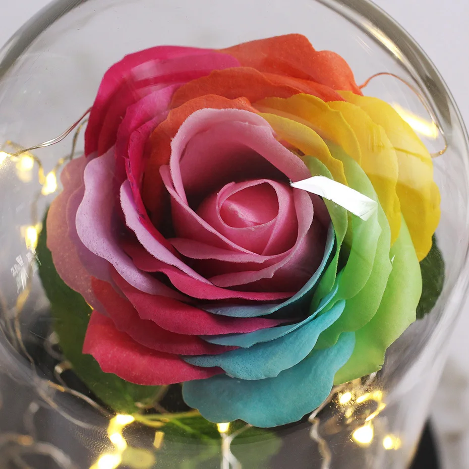 Светодиодный вечный многоцветной цветок Роза бесцветный купол в колбе красивое стекло крышка День Святого Валентина День рождения матери подарки на день рождения
