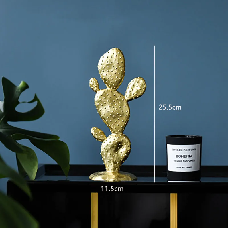 golden L Цветные декоративные статуэтки кактуса, украшение для гостиной, золотая статуя кактуса из смолы, современный винный шкаф, мебель 05475 - Цвет: golden L