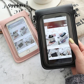 

Oppselve Sports Wallet Mobile Phone Bag With Back Side Clear Touching Screen Window Leather Capinhas for iphone 11 X Cover Pouch