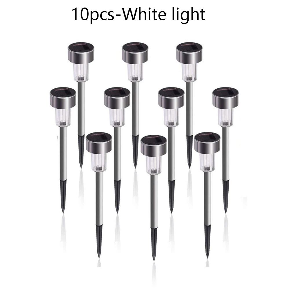 

10Pcs Stainless Steel LED Solar Lawn Light For Garden Decor Outdoor Waterproof Small Tube Light Lawn Light Solar Stick Lights