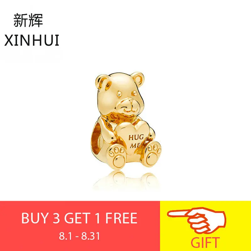 

XINHUI New Original 925 sterling silver THEODORE BEAR CHARM Beads Fit Bracelet for women children DIY Original Jewelry Gift