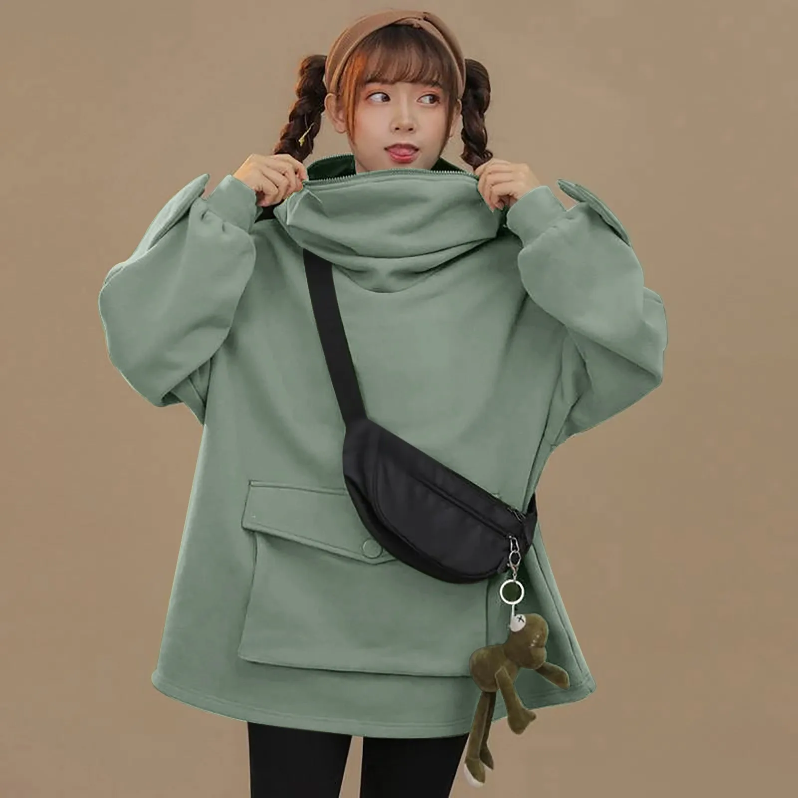 Sudadera con capucha De las mujeres Streetwear Casual-Rana-Jersey estampado para Mujer Ropa De invierno jerseys Tops Ropa De Mujer 2021 #