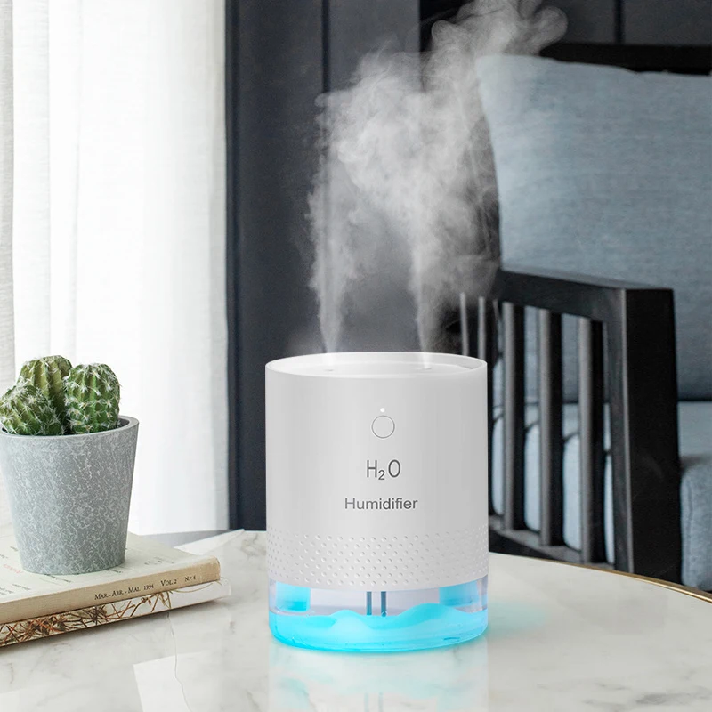Double Nozzle Usb Air Humidifier Diffuser 650ML Rechargeable Wireless Electric Ultrasonic Humidifier Mist Maker LED Night Light