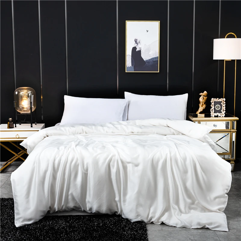 Silk Duvet Cover Natural Mulberry Solid Color Single Double King Size Comforter