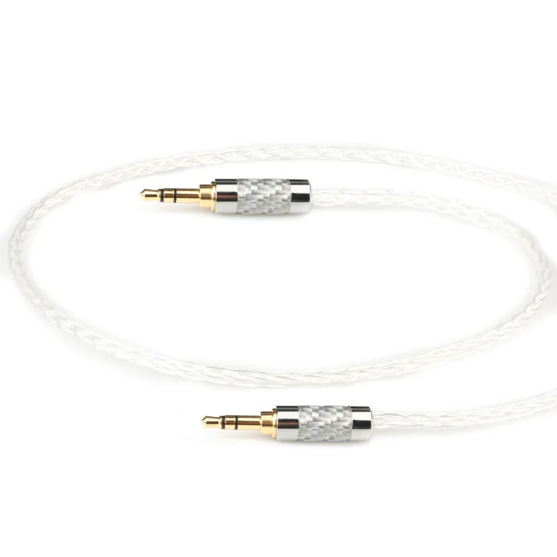 Audiocrast 7N OCC 8 Croes Silver plated 3 5mm to 3 5mm Male to Male Aux Audio Cable for Car head mounted Headphone Wire Line