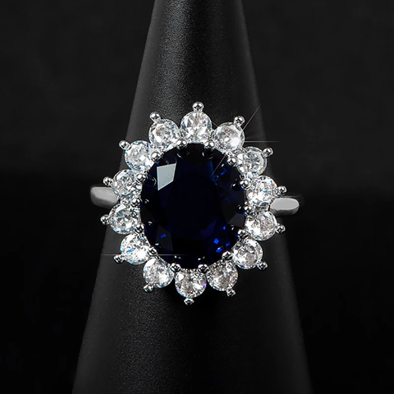 Fashionable Oval Sapphire Ring for Women Silver 925 Jewelry with Gemstone Sunflower Princess Anniversary Female Gift Cellacity silver ring silver rings gemstone ring