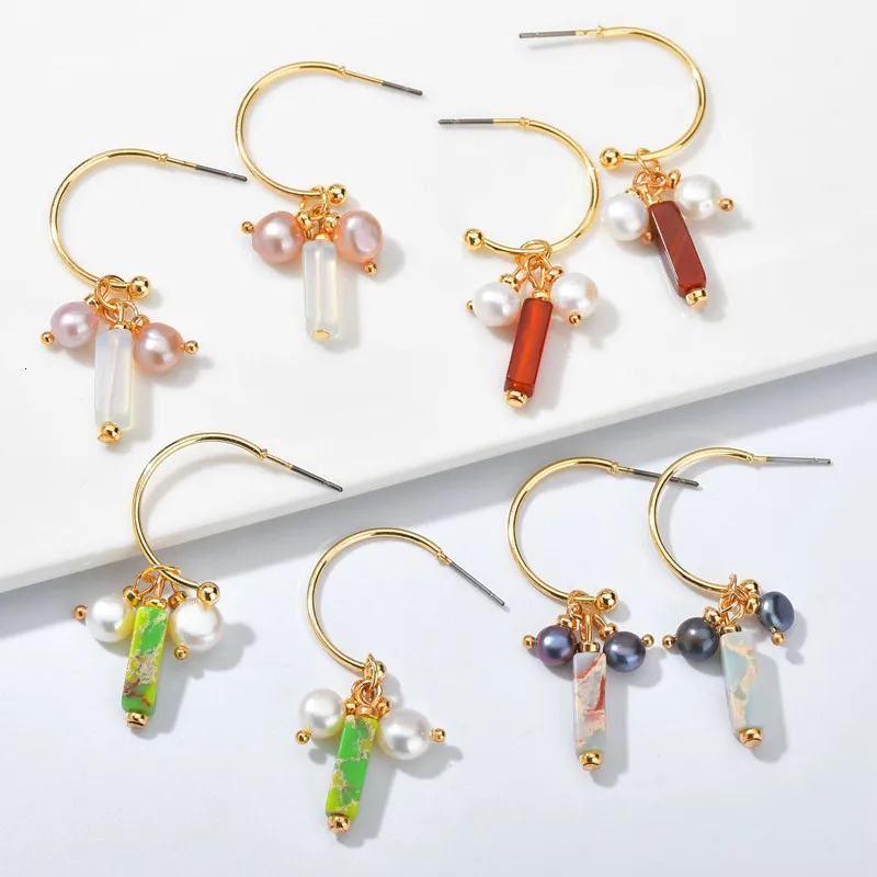 

New Geometric Purple Pink Pearl Drop Earrings For Women Irregular Freshwater Pearl Dangle Earrings Female Wedding Jewelry Gifts