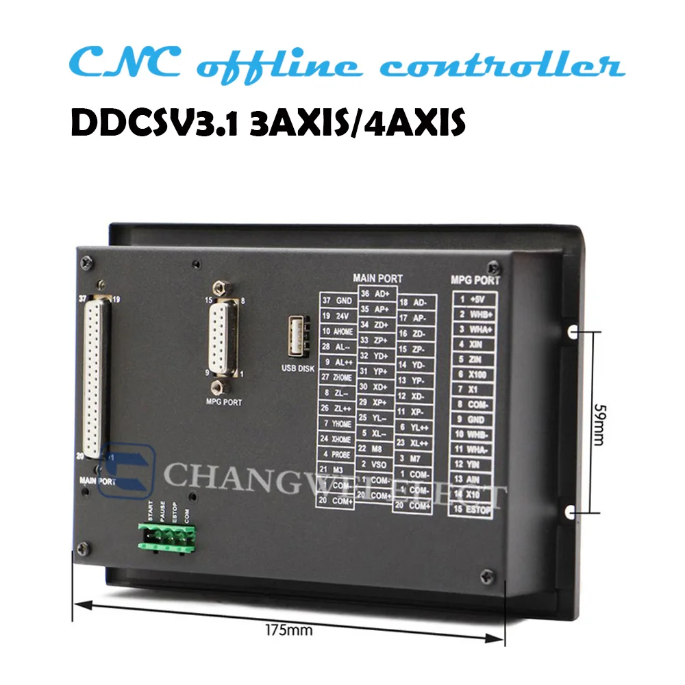 CNC 컨트롤러 특별 가격 3/4 축 500khz g 코드 오프라인 4 축 비상 정지 전자 스티어링 휠 mpg 75W24V DC