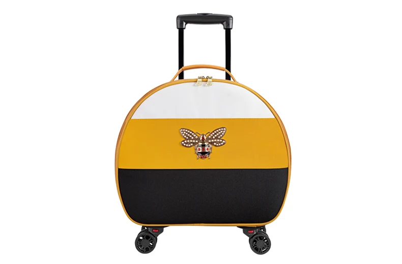 Популярный Дорожный чемодан, студенческий милый круглый багаж на колесиках, Женская дорожная сумка на колесиках, модный багаж на колесиках для девушек