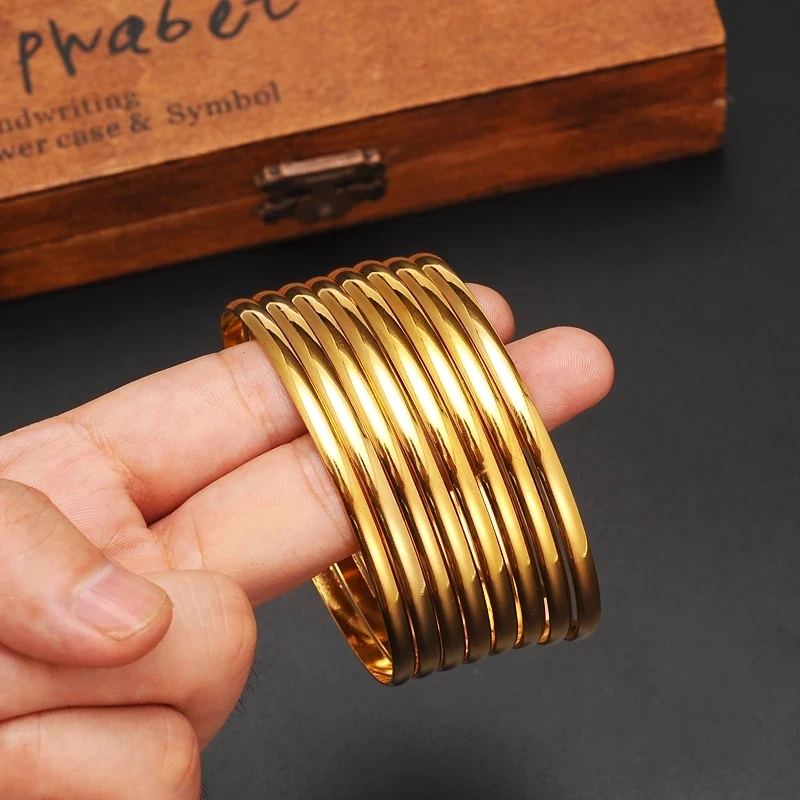 Bangle Bracelet 24K gold plated Bangles Ethiopian Africa Fashion Gold Color For Women African Bride Wedding Jewelry Gifts