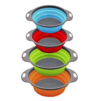 

Collapsible Colander and Strainer , Food-Grade Sturdy Plastic Base -Space-Save , Round,Set of 4, 2 PC 4 Quartand 2 PC 2 Quart
