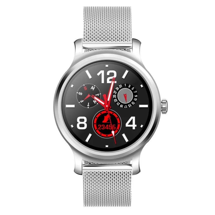 Silver steel Band Смарт-часы R2 с Bluetooth, для мужчин и женщин, с сенсорным экраном, с напоминанием, для спорта, фитнеса, сердечного ритма, умные часы - Цвет: Silver steel Band