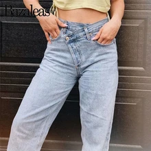 Bazaleas осенние Харадзюку Свободные джинсы для папы уличная вывиха талии женские джинсы винтажные хлопковые длинные штаны