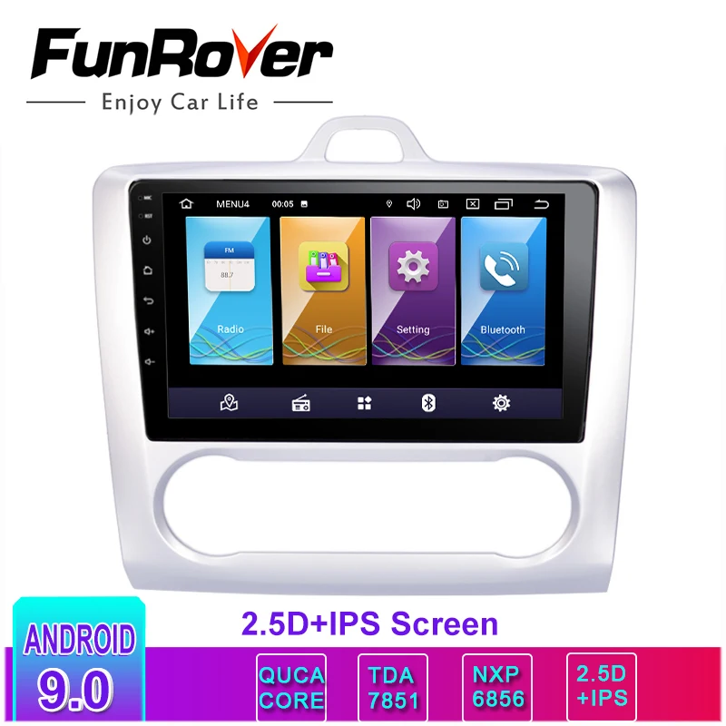 Flash Deal FUNROVER 2.5D+IPS Android 9.0 Car Radio GPS Navigation Multimedia Player DVD For Focus 2004 2005 2006 2007-2011 2 din rds dsp bt 0