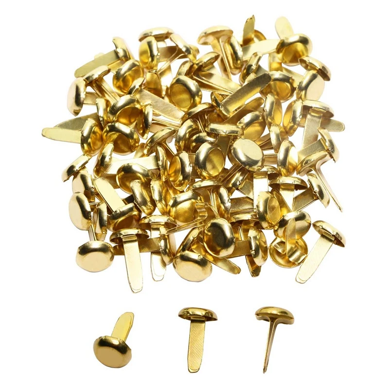 1/2 Inch Brass Paper Fasteners, Mini Paper Fasteners for Handicraft  Projects, Decorative DIY Supplies, 8 x 14 mm (Gold)