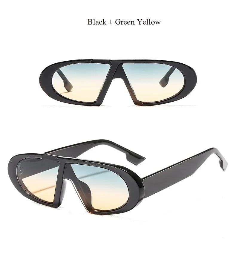 black green yellow Индивидуальные Подиумные солнцезащитные очки маленькие овальные мужские и женские солнцезащитные очки Новые Модные Винтажные цельные occhiali da sole трендовые - Цвет линз: black green yellow