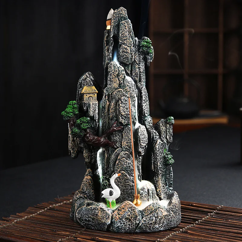 Incense Burner Natural Resin Censer Backflow Rockery Statue Home Feng Shui Decor Ornament Crafts Christmas Gift | Дом и сад