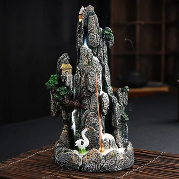 

Incense Burner Natural Resin Censer Backflow Incense Burner Rockery Statue Home Feng Shui Decor Ornament Crafts Christmas Gift