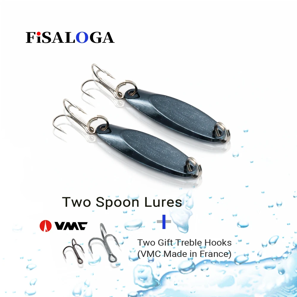 

Metal Flashed Castmaster Spoon Lures 7g Fishing Baubles Teaspoons Set FiSALOGA Bass Trout Pike Meps Baits Gift 2 VMC Treble Hook