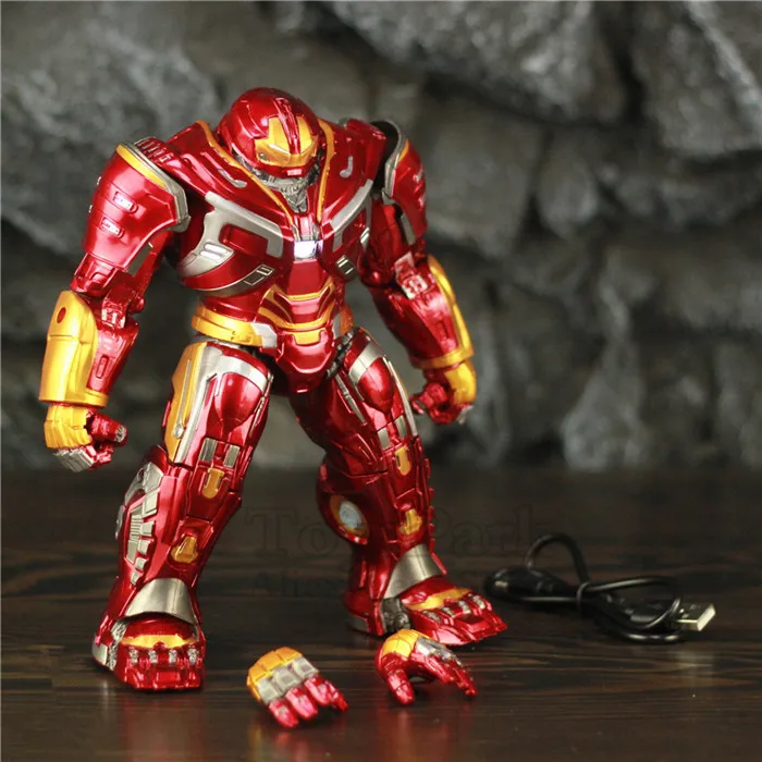 Super Hero Hulkbuster Mk44 PVC Action Figure LED Light Hulk Buster Iron Man 22cm 