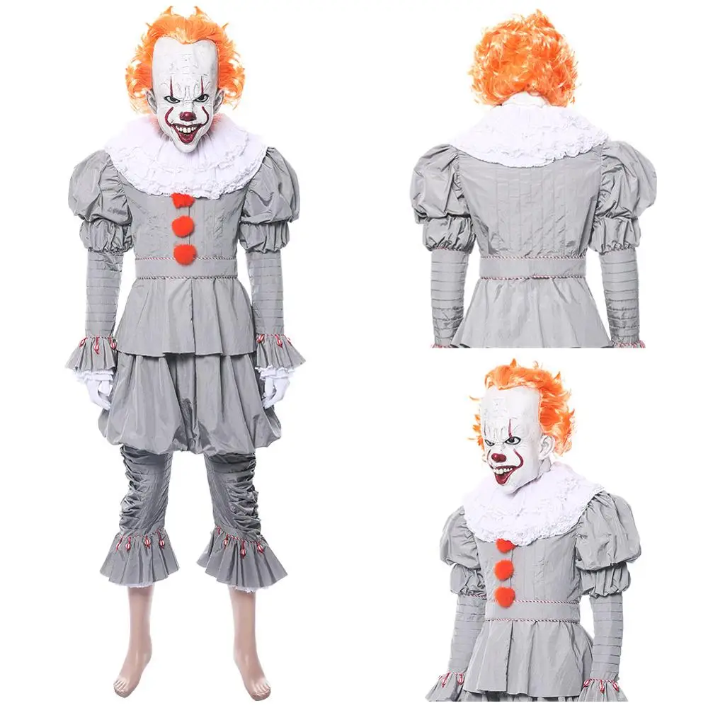 

It: Chapter 2 Cosplay Pennywise Costume Horror Pennywise The Clown Costume With Mask Women Men Suit Halloween Carnival Costume