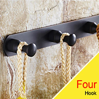Vidric High quality black 1-5 hooks soild brass oil-rubbed bronze robe hook hat coat bag hanger door wall bath hanger EL5282 - Цвет: Темно-серый