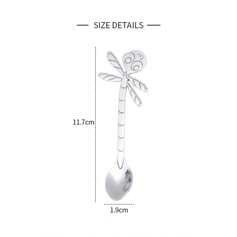 Stainless Steel with Long Handle Ice Spoon Coffee Spoon Tea Stainless Flower Spoon Coffee Tea Spork Flatware Dessert Salad Tool