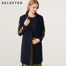 Женское шерстяное пальто средней длины с вышивкой | 418427524