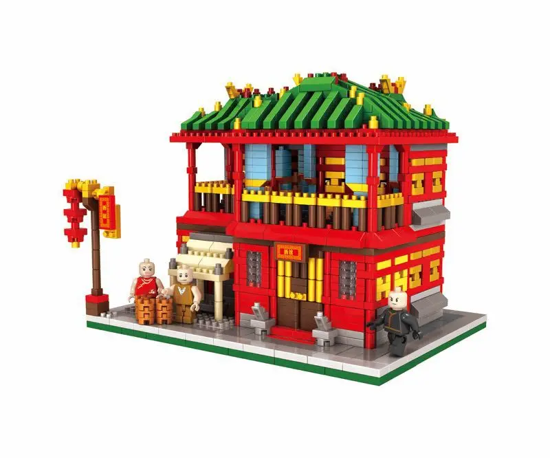 Горячий город улица вид chinatown китайский отель juxian винный дом moc строительный блок фигуры кирпичные игрушки коллекция нанокирпичи подарки - Цвет: Nano bricks