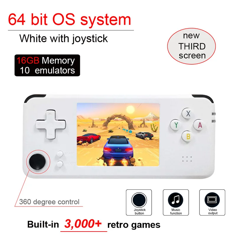 RS-97 классический ретро ручной игровой плеер мини-игровая консоль 3,0 дюймов экран 16 Гб портативный Встроенный 3000 игр - Цвет: 3D White