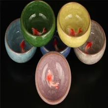 Китайская традиционная Рыбка, каждый год, керамический чайный сервиз, чайная чашка, 6 комплектов, ледяная трещина, фарфоровая уникальная Рыбная чаша, чайная чашка, китайская