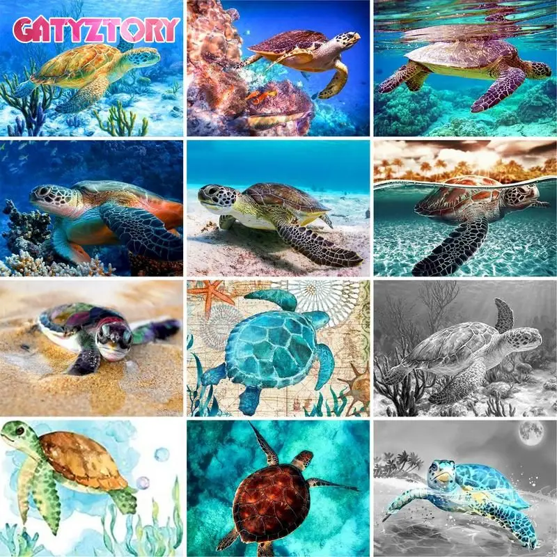 GATYZTORY краска по номерам морская черепаха подарок DIY картины наборы животных