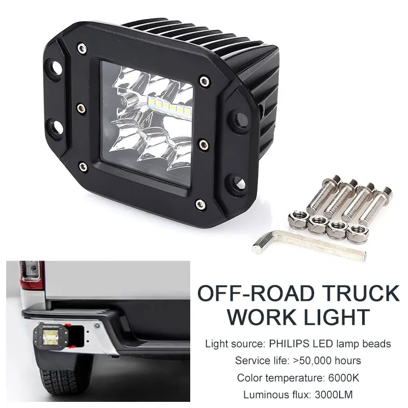 

Vehemo Flush Mount Truck Work Light Off-Road Work Light Led Headlight for Illumination Car Work Light Waterproof ATV