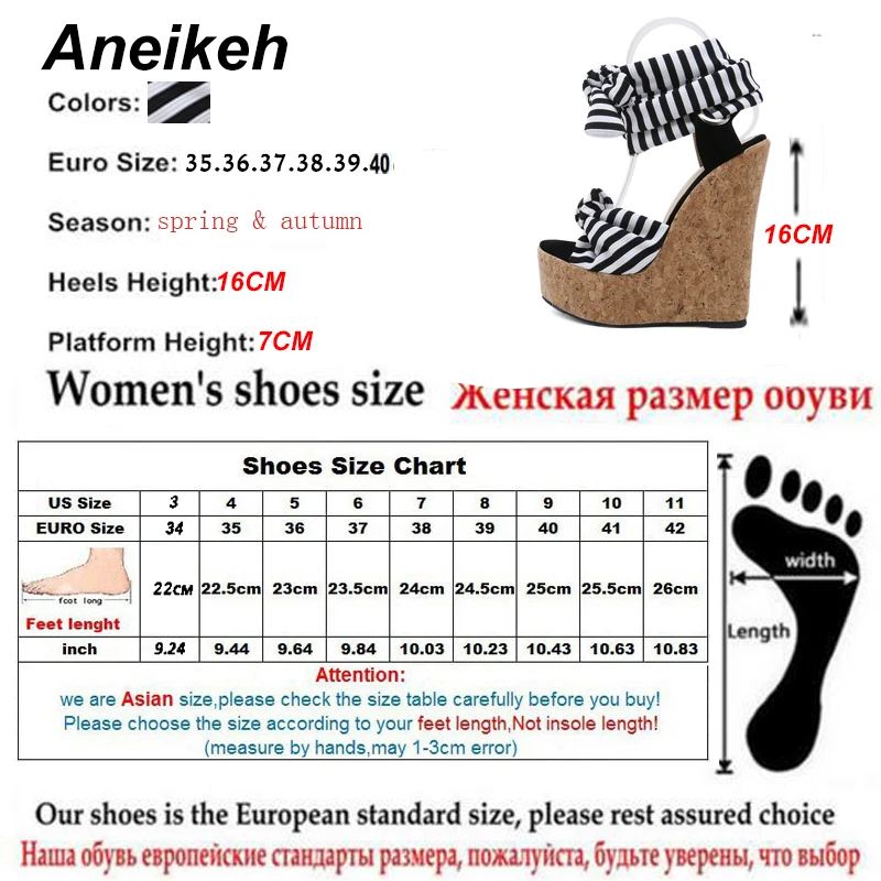 Aneikeh-летние модные босоножки на танкетке из эластичной ткани в римском стиле женские босоножки Повседневные Вечерние туфли-лодочки на высоком каблуке со шнуровкой Размеры 35-40