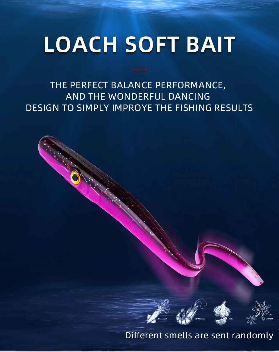 Description Picture 2 of itemBEARKING  Fishing Tackle 12.5cm 18cm Crazy Slug Soft Fishing Lure Seabass Artificial Bait Silicone Worm Shad Eel Needfish