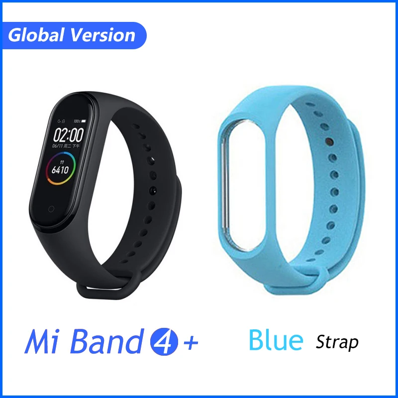 Xiaomi mi Band 4 новейшая музыка Смарт mi band 4 Браслет Пульс фитнес 135 мАч цветной экран Bluetooth 5,0 - Цвет: GB Add Blue Str.