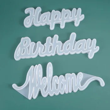 

DIY Crystal Epoxy Resin Mold "Welcome Happy Brithday" Letters Blessings Listing Decoration Silicone Mold For Resin