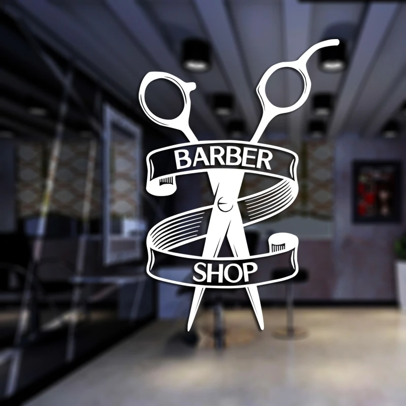Barber Shop Sticker Chop Bread Decal Haircut Shavers Posters Vinyl Wall Art Decals Decor Windows Decoration Mural Mb0053