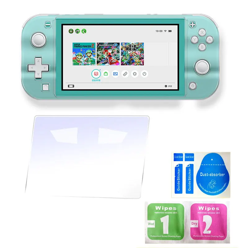 

Crystal Case for Nintend Switch Lite Transparent Hard PC Protectors Cover For Nintendo switch NS Mini Screen Tempered Glass Film