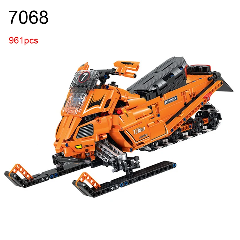 Winner 7068 961 шт Technic Turbo снегоход мото Снег мотоцикл строительные блоки образовательные DIY Кирпичи Игрушки