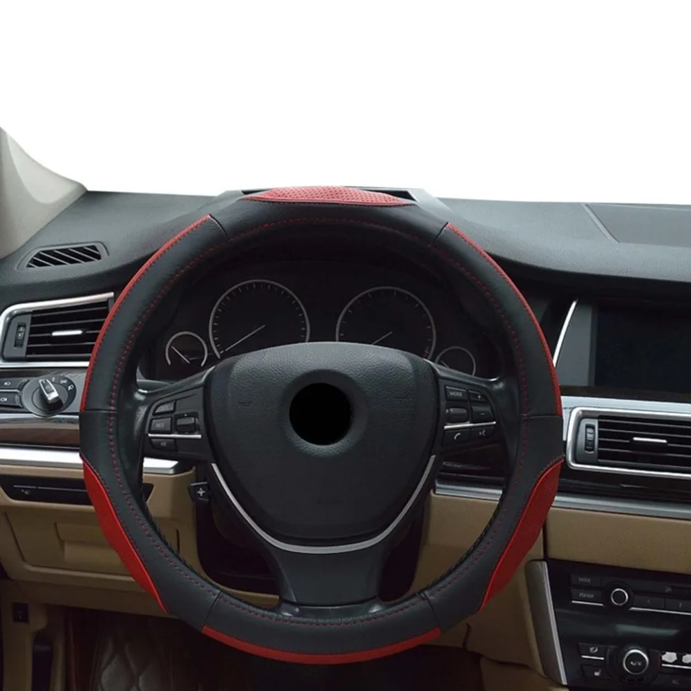 Натуральная кожа Универсальный чехол рулевого колеса автомобиля 38 см автомобиль-Стайлинг Чехлы рулевого колеса автомобиля противоскользящие автомобильные аксессуары