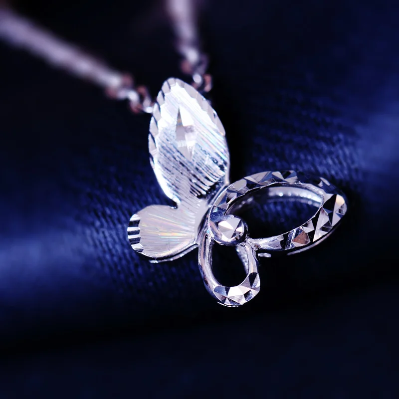 155.98US $ |Elegant Platinum White True Solid Gold PT950 Butterfly Pendant ...