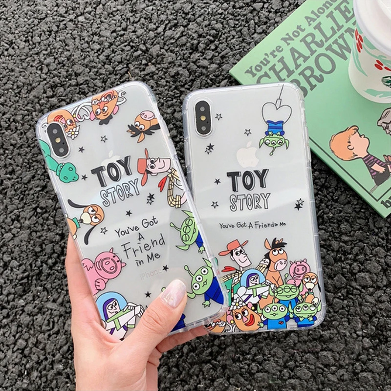 Cute Hand Drawn Couples Airbag Transparent Phone Case For iPhone 11 Pro X XS Max XR 8 7 6 6s Plus Soft TPU Back Cover Coque |