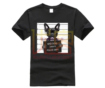 

2020 Hot Sale Dog Police Dept Design Men T Shirt French Bulldog t-shirt Novelty Short Sleeve Tee Pug Printed Bad Dog Shirts
