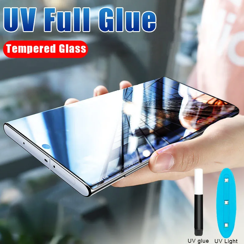 UV Liquid Curved Full Glue Tempered Glass Screen Protector For Samsung Galaxy S20 S10 S8 S9 plus Note 10 lite 8 9 glass film | Мобильные