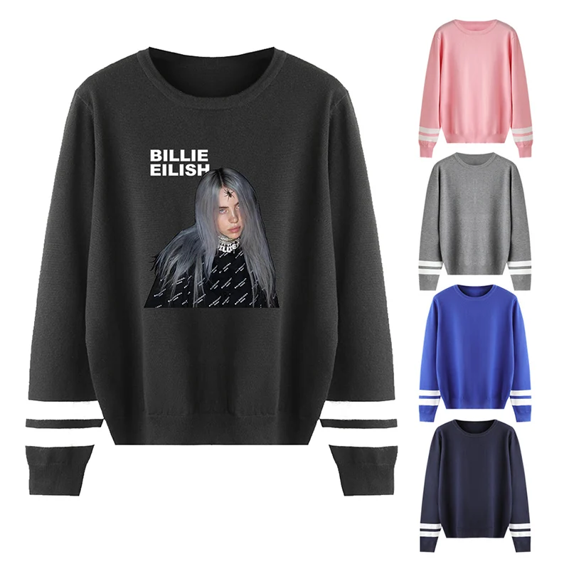 

Billie Eilish NEW Sweaters Men Black Plus Size Sweater O-neck Warm Pullover Unisex Knitted Sweaters Winter Ropa Hombre for Teens