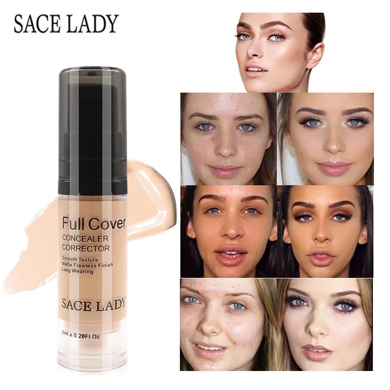 

6 Colors Full Cover Liquid Concealer Makeup 6ml Eye Dark Circles Cream Face Corrector Waterproof Make Up Base Cosmetic SACE LADY